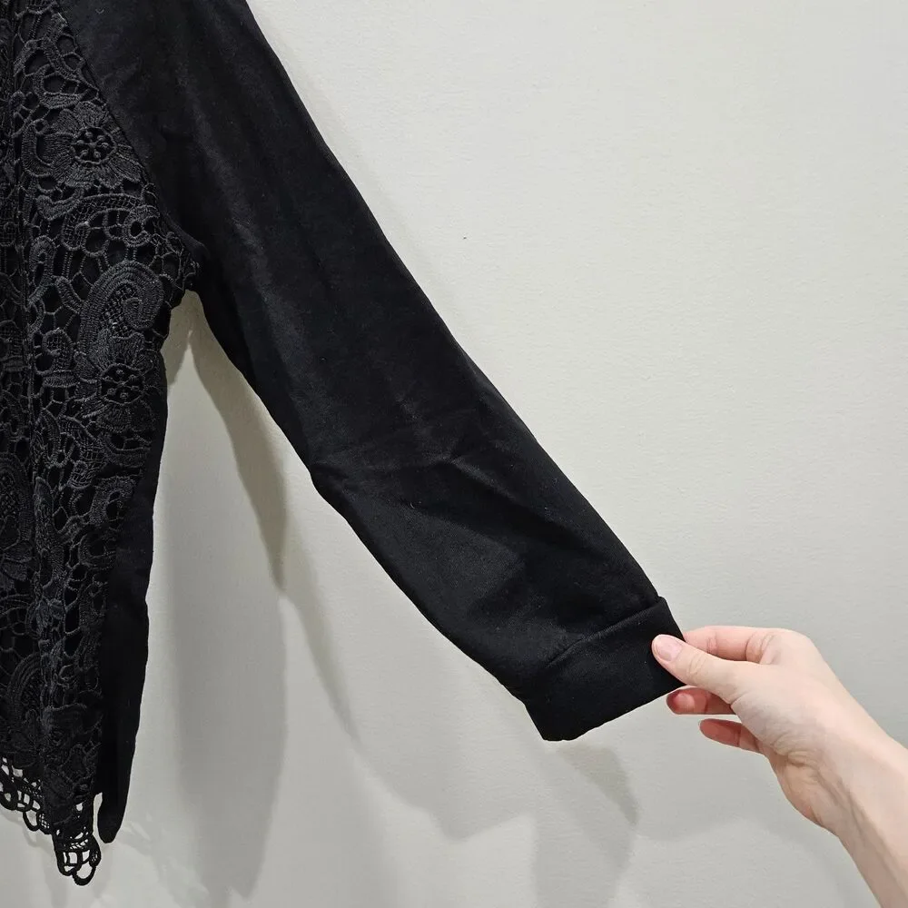 Adrianna Papell Womens Lace Overlay Sweater XXL Black Romantic goth Dark Fairy